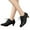 Black, variant on Womens Vintage Kitten Mid Heels Dress Shoes Spring Leather Pointed Toe Lace up Dressy Pumps Oxfords Booties