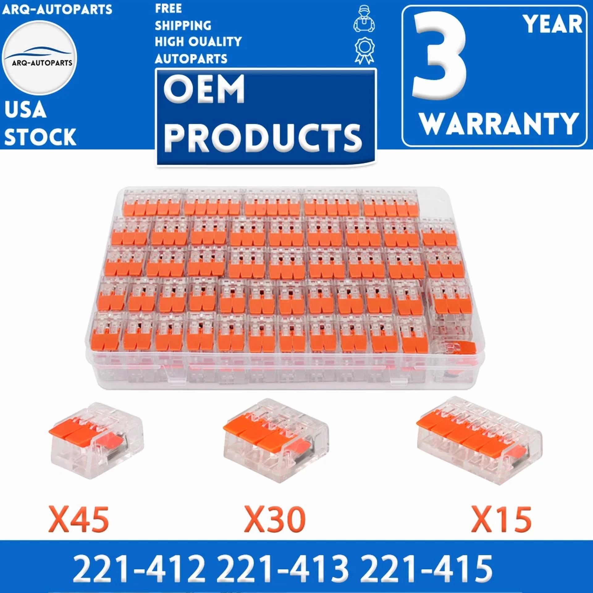 CIRCLE- 90Pcs For Wago 221 Lever Nuts Compact Splicing Wire Connectors 221-412 221-413