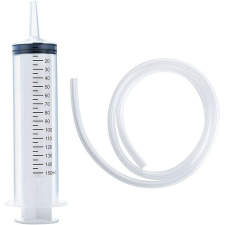 

150ml Syringe with 27.6-Inch Tubing Large Plastic Syringe for Scientific Labs Nutrient Measuring Watering Refilling
