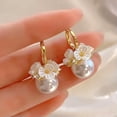 thumbnail image 2 of K-KED Trendy and Faux Pearl Flower Basket Hoop Earrings Ladies, 2 of 3