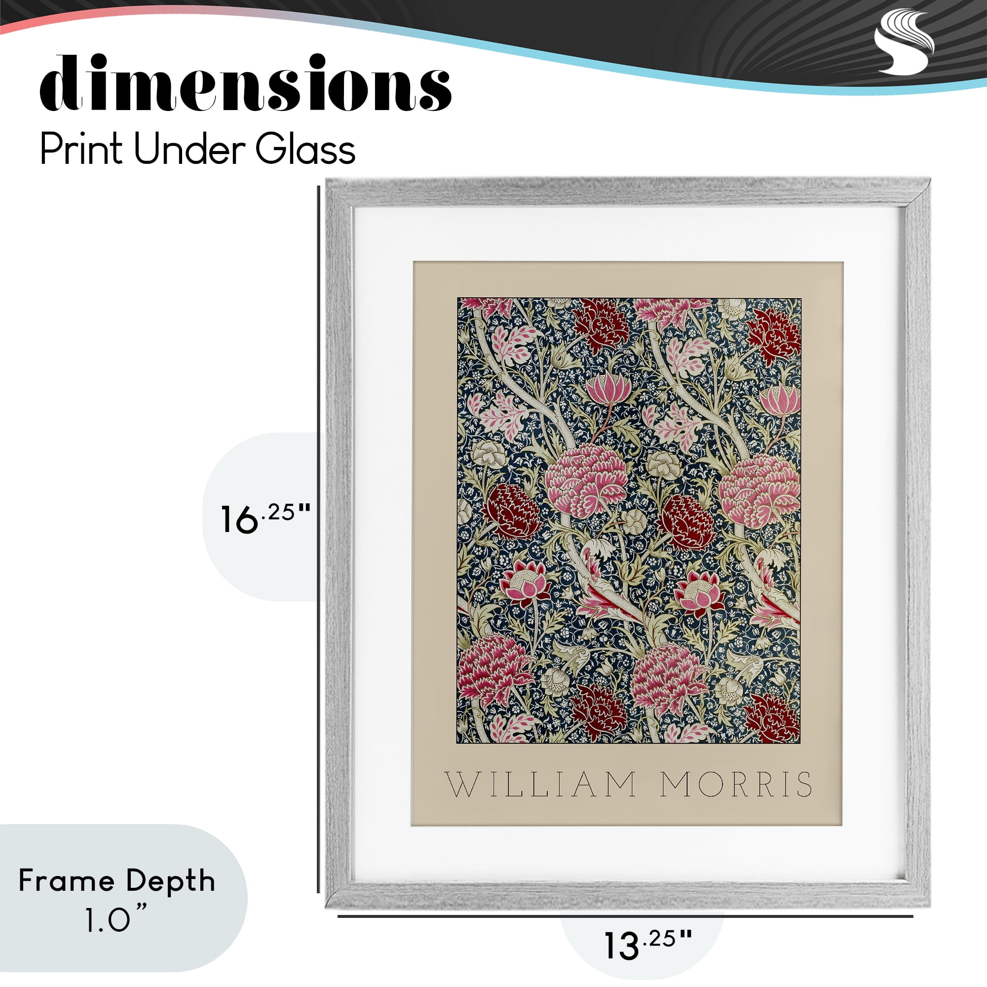 Stupell Industries Ornate Intertwined Flower Classic Gray Framed Print Under Glass, design by Lil' Rue