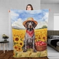 thumbnail image 3 of Vintage German Shorthaired Pointer Says Hello Mother's Day Summer Sunflower Field Cozy Fleece Blanket GSP Lover Dog Gift Warm Soft Throw Blanket - 12005, 3 of 5