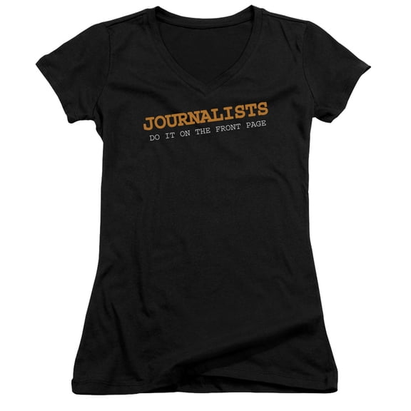 - Journalists Do It - Juniors Cap Sleeve V-Neck Shirt - X-Large