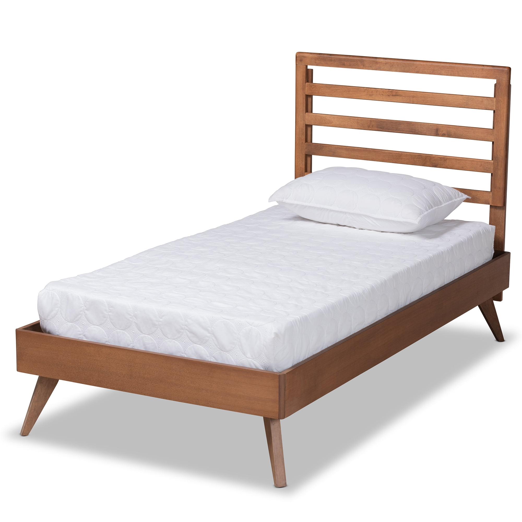 Baxton Studio Shiro Mid-Century Engineered Wood Platform Bed, Twin, Ash Walnut