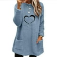 thumbnail image 3 of lcziwo Fuzzy Fleece Sweatshirts for Women Winter Warm Sherpa Pullover Cute Heart Print Casual Thermal Sweatshirt Loose Comfy Loungewear Tunic Tops with Pockets Lightning Sales Blue XL, 3 of 6