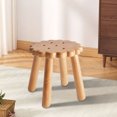thumbnail image 2 of Paquete de 1 taburete pequeño de madera para sofá, reposapiés, mesa de centro, taburete con forma de galleta, 26,5 x 26,5 x 26,5 cm, color caqui, para sala de JASKFLY, 2 of 6