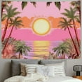 thumbnail image 2 of Fenyluxe  Boho Sun Tapestry Pink Wave Tapestries Retro 70s Rainbow Sunrise Sunset Tapestry Bohemian Mid Century Tapestry Tropical Coconut Palm Tree Wall Hanging for Bedroom 50x40inch, 2 of 6