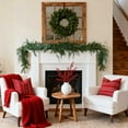 thumbnail image 4 of 5.9ft Artificial Cedar Christmas Garland - Realistic Greenery for Fireplace Mantel, Stair Railing, Doorframe Indoor Outdoor Holiday Decor, 60 leaves, 4 of 9