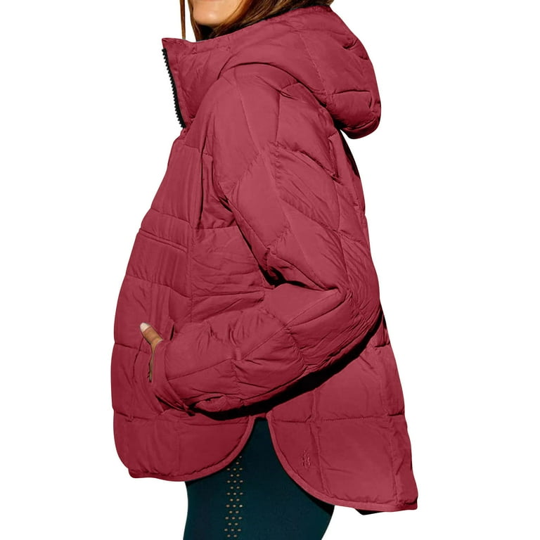 qucoqpe Women's Quilted Puffer Jacket Fall Winter Zip Up Oversized