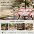 thumbnail image 6 of Round Outdoor Tablecloth with Umbrella Hole and Zipper, Tropical Leaves Tablecloth with Elastic Waterproof, Modern Boho Botanical Foliage Retro Red Patio Table Covers for 45" - 54" Pool Tables, 6 of 9