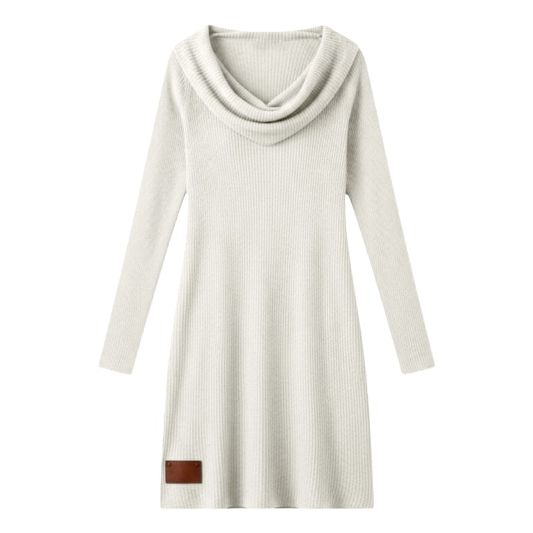 loose cowl neck sweater dress Cowlneck Sweater Dress - Tweed