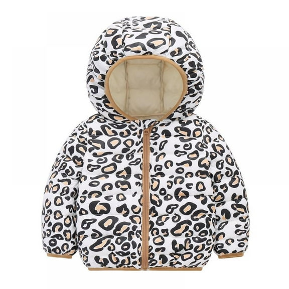 Yuanyu Toddlers Baby Snowsuit Fleece Coat Infant Boy Girl Leopard Warm Hoods Jacket Outwear 0-4 Years