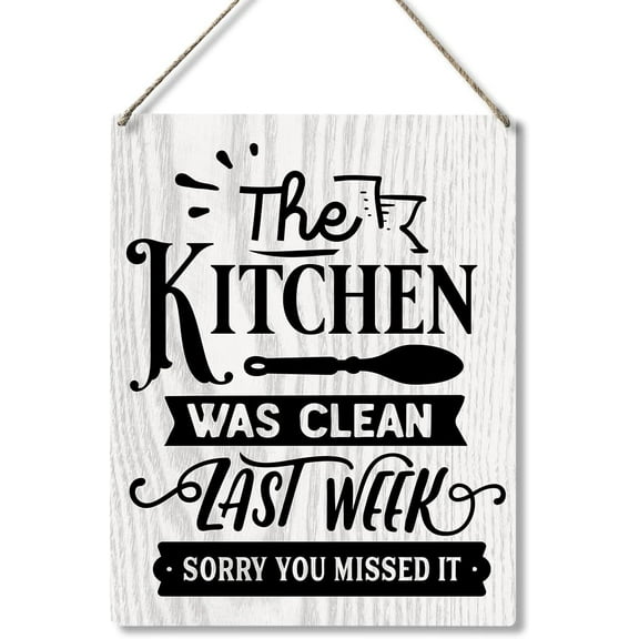 Wood Sign 8x10 Inch Funny The Kitchen Was Clean Wood Plaque Sign Wall Hanging Rustic Kitchen Signs With Sayings For Home Kitchen Decor Gift For Women Men