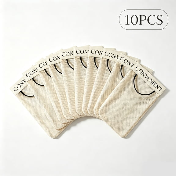 10 Pack Self-Adhesive Hanging Mesh Storage Bags, Convenient Kitchen Cabinet & Pantry Organizers