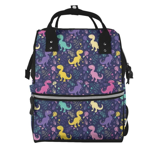 Easygdp Colorful Dinosaur para Bolsa de Bebé de Gran Capacidad con Múltiples Bolsillos, Bolsa de Pañales para Padres, Bolsa de Viaje Organizada y Elegante