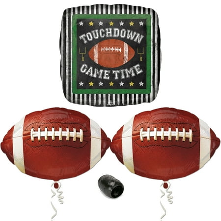 Touchdown Gametime Bouquet Football Party Supplies 4pc Balloons, Black White Brown