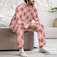 thumbnail image 7 of Susaid Strawberry Print Men's Long Sleeve Pajama Set, Two-Piece Button-Down Loungewear PJs Set, Comfortable Sleepwear for Relaxation-Large, 7 of 7