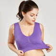 thumbnail image 3 of Women Solid Color Plus Size Ultra-thin Sports Bra Large Bra Fashion Comfort Padded Seamless Bra Adjustment Type Wire-Free Sports Underwear Stretch Fitness Tops Workout Yoga Bras, Purple,4XL, 3 of 14