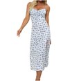 thumbnail image 2 of drppepioner Robe d'Été Femme Grande Taille Liquidation Mode Femme Camis Sans Manches Col en V Combinaison Imprimé Floral Robe Fendue de Plage, 2 of 9