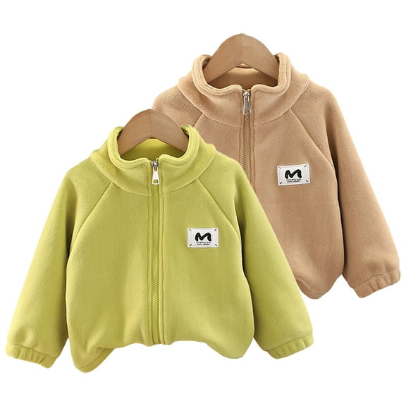 Esaierr Toddler Newborn Boys Girls Fleece Coats Sweatshirt 9M-5Y Baby Fall Winter Outerwear Long Sleeve Zipper Fuzzy Casual Sweatsuit Jacket