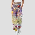 thumbnail image 2 of Women Fashion Print Bottom Sweatpants Women Pants Casual Straight Pockets Women Casual Pants High Waist Sporty Gym Athletic Fit Jogger Pants Women's Casual Pants High Waist Self Tie Pants Trousers Wom, 2 of 4