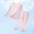 thumbnail image 2 of Mercatoo Boys Girls Ice 𝗦ilk 𝐏ajamas Set Long Sleeve Lightweight Tops Elastic Waist Pants Set Comfy Soft 𝗦leepwear Outfit, 2 of 9