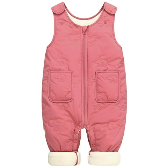 ibiyuan Baby Winter Clothes Newborn,Boys Lined Overalls Soft Warm Romper Jumpsuit With Easy Snap Opening For Toddler Outdoor Winter,Pink,12-18 Months