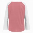 thumbnail image 4 of larppty Womens Long Sleeve Tops Color Block Button V Neck T Shirts Loose Fit Tunic Blouses (Pink, L), 4 of 5