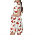 thumbnail image 2 of Rateoe Hand Drawn Watermelon Pattern Women’s Short Sleeve Dress – Casual Elegant Summer A-Line Dress for Everyday Wear, 2 of 6