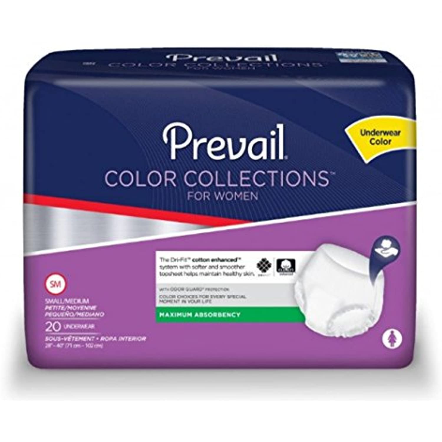 Prevail Colors Collection Incontinence Underwear for Women Super