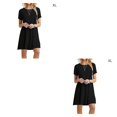 thumbnail image 3 of Jumpingount Vestido de mujer de poliéster Color sólido Cuello Vestidos sueltos casuales Ropa de viaje para interiores y exteriores Festival Regalos Negro SG 2piezas Jumpingount CBP158870, 3 of 5