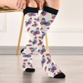 thumbnail image 5 of FORMRS Womens Knee High Socks Casual Long Thick Travel Daily Wear, 2 Pairs, Blue Butterflies, 5 of 6