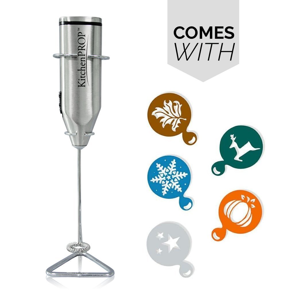 KitchenPRO Stainless Steel Electric Milk Frother Portable With Stand