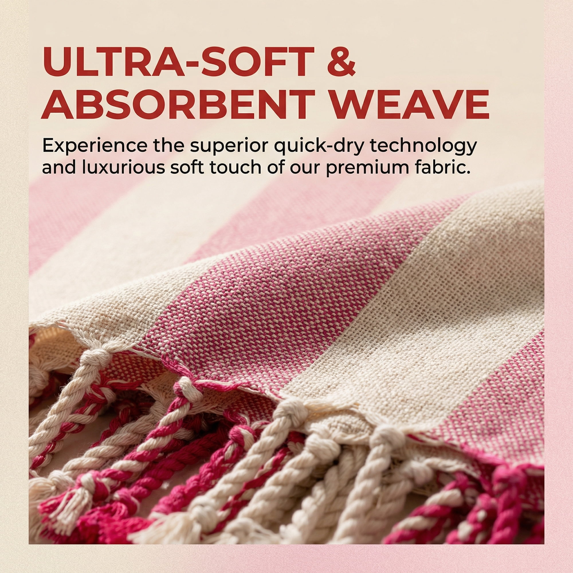 Unique Bargains Stripe Lightweight Absorbent Beach Towel 2 Pack Rose Red/Red 71"x40"