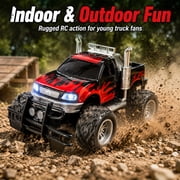 Remote Control Off-Road Racing Truck Toy for Kids, RC Car with Light-Up Front Lights, Big Tires