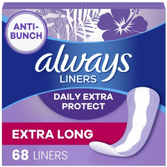 Always Anti-Bunch Xtra Protection Daily Liners Xtra Long Length, 68 Ct