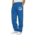 thumbnail image 3 of QATAINLAV Mens Open Bottom Joggers Pants Baggy Causal Elastic Waist Drawstring Sweatpants Fashion Print Trousers, Blue, S, 3 of 9