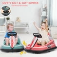 thumbnail image 2 of 12V Kids Ride On Electric Bumper Car with Steering Wheel, Lights, Music,Safety Belts, 360 Degree Spin, 2 Speeds for Toddlers-pink, 2 of 7