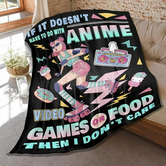 [Vibrant Bazaar] [60x50inch] Soft Funny Throw Blanket Cute Ramen Noodle Blanket Throw,Life Is Better With Gaming Ramen Anime Gifts For Kids Boys Men Lightweight Plush Fleece Quilt For Kids