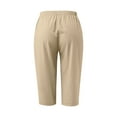 thumbnail image 6 of CheerKidz Women's High Waisted Cropped Pants Cotton Linen Solid Color Elastic Waist Pocket Pants Casual Straight Leg Spring Summer Casual Trousers(Khaki,XL), 6 of 6