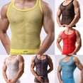 thumbnail image 5 of Mens Sexy Mesh T-shirt See Through Fishnet Gym Training Tank Top Vest Underwear, 5 of 8