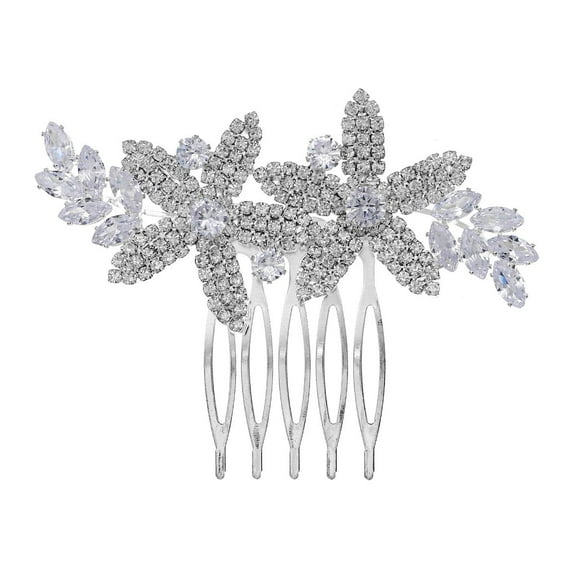 Vintage Sparkly Hair Combs, Decorative Hair Clips French Rhinestone Barrettes, Crystal Flower Hair Pins Hair Accessories for Women Girls