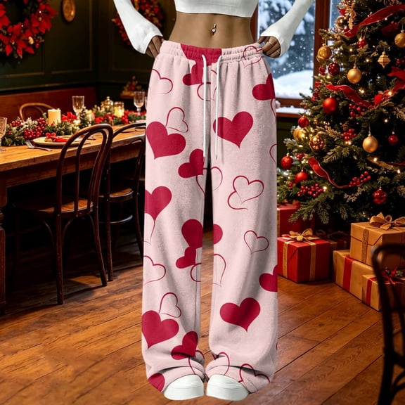 Women's Pajamas Pants, Holiday Flannel Lounge Bottoms Pjs with Pockets