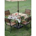 thumbnail image 3 of Outdoor Tablecloth with Umbrella Hole and Zipper, Beige Christmas Square Table Cloth 54x54 Inch Waterproof Tablecloth, Gnomes Xmas Tree Snowflake Gifts Picnic Table Cover for Patio Camping, 3 of 7