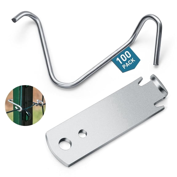 100PCS T-Post Wire Clips – Galvanized Steel Fence Clips with Heavy-Duty Clip Bending Tool, Time-Saving and Convenient Fence Wire Fasteners for Tightening Farm, Ranch, Garden Fence Wires