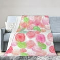 thumbnail image 1 of Rose Watercolor Painting Throw Blanket, Anti-Pilling Ultra-Soft Micro Fleece Cover Blanket for Bed Sofa, for All Seasons, 60"x50", 1 of 9