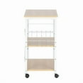 thumbnail image 4 of Baker's Rack 3-Tier Kitchen Utility Microwave Oven Stand Storage Cart Workstation Shelf(Light Beige Top White Metal Frame), 4 of 5