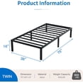 thumbnail image 4 of Twin Bed Frame 800lbs Heavy Duty Metal Platform No Box Spring Needed with Steel Slat Support, Easy Assembly,Noise-Free 16 Inch Twin, 4 of 5