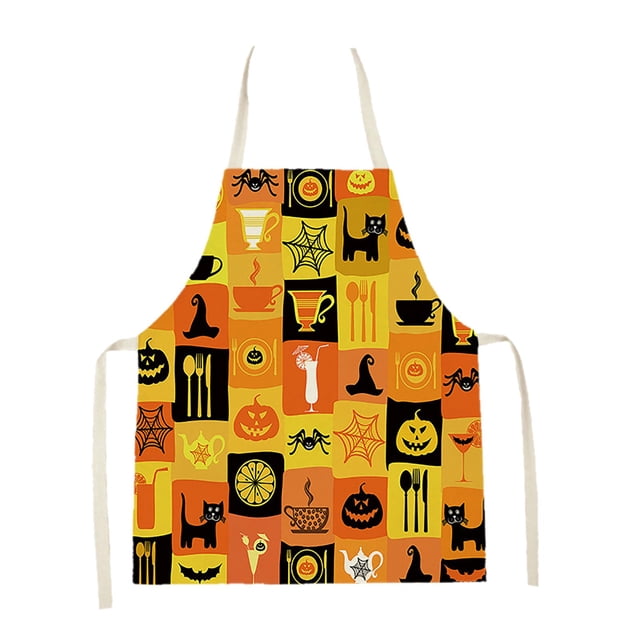 Tablier pour Femmes et Hommes, Motif Amusant d'Halloween, Robe de Cosplay Noire