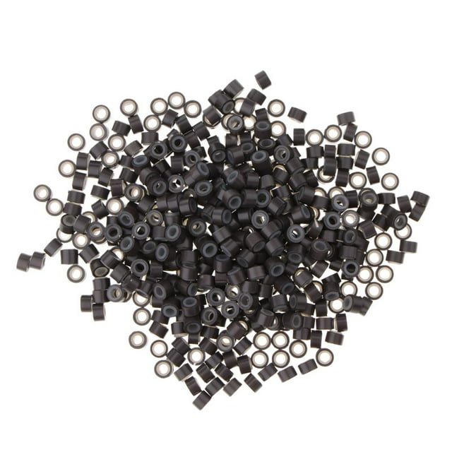 Milaget 500 Pcs Micro s 3 mm Perles de Liaison Doublées en Silicone, Liens pour Collage Humain Brun Foncé
